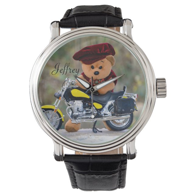 De Biker's Teddy - met jouw naam - Horloge (Voorkant)