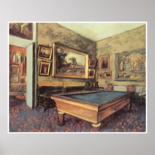 De Billiard Room in Menil-Hubert, 1892, Degas Poster (Voorkant)