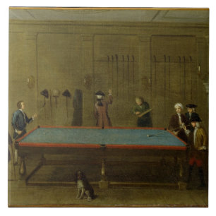 De Billiard Room (olie op doek) Tegeltje