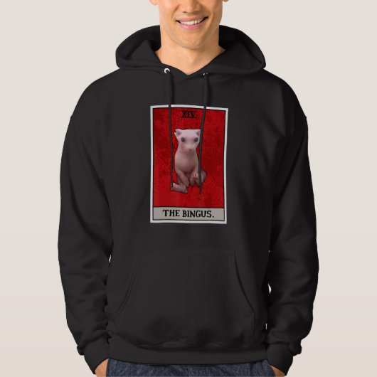 De Bingus Grappige Haarloze Sphynx Kat Meme Tarot Hoodie (Voorkant)