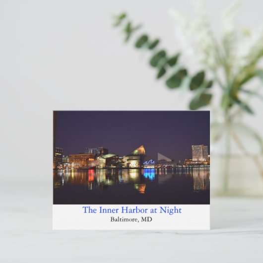 De binnenhaven bij nacht briefkaart (Staand voorkant)