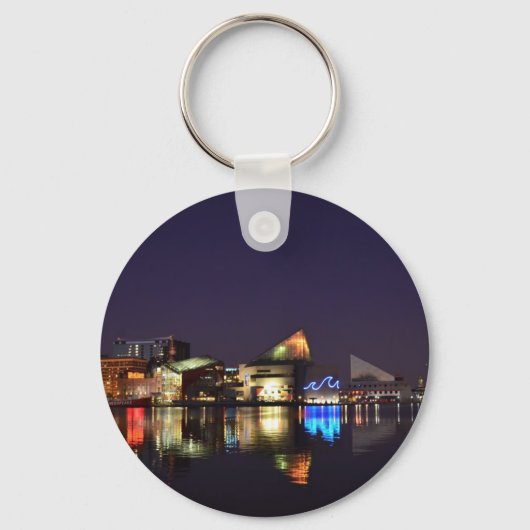 De binnenhaven van Baltimore bij nacht Sleutelhanger (Voorkant)