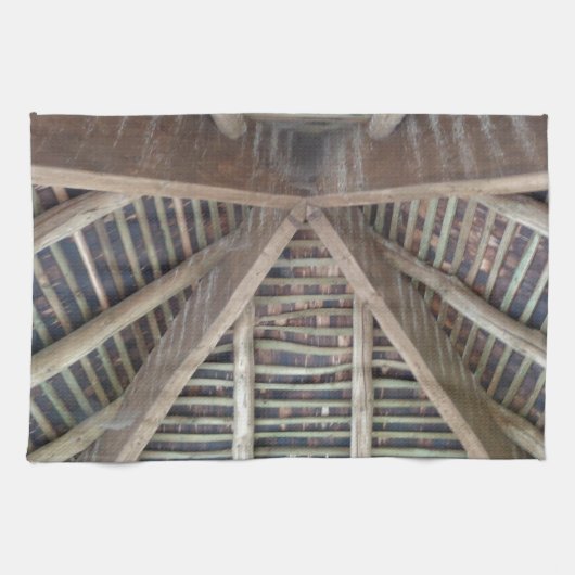 De binnenkant van een houten dak theedoek (Horizontaal)