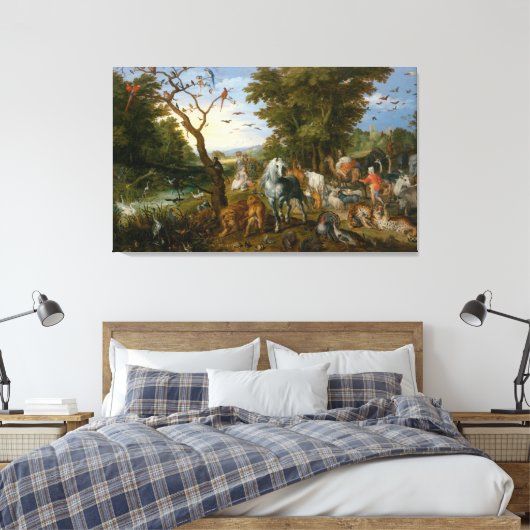 De binnenkomst van de dieren in de ark van Noah Canvas Afdruk (Insitu (Slaapkamer))