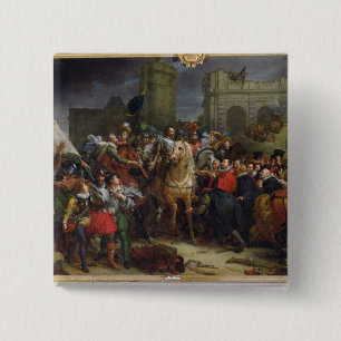 De binnenkomst van Henri IV in Parijs Vierkante Button 5,1 Cm