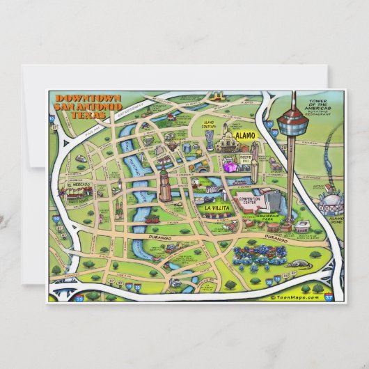 De binnenstad van San Antonio Card (Voorkant)