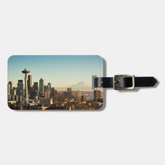 De binnenstad van Seattle skyline en Space Needle Bagagelabel (Voorkant horizontaal)