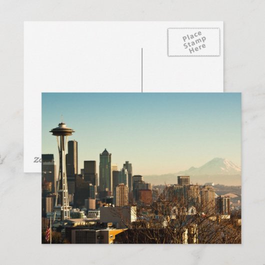 De binnenstad van Seattle skyline en Space Needle Briefkaart (Voorkant / Achterkant)