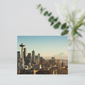 De binnenstad van Seattle skyline en Space Needle Briefkaart (Staand voorkant)