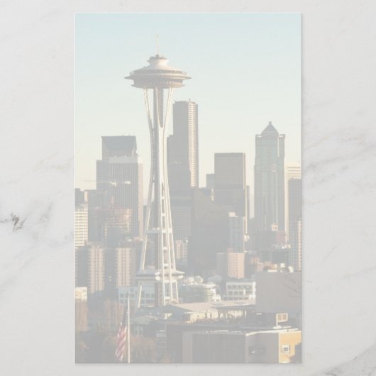 De binnenstad van Seattle skyline en Space Needle Briefpapier (Voorkant)