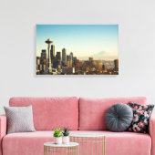 De binnenstad van Seattle skyline en Space Needle Canvas Afdruk (Insitu (Woonkamer))