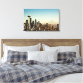 De binnenstad van Seattle skyline en Space Needle Canvas Afdruk (Insitu (Slaapkamer))