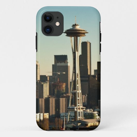 De binnenstad van Seattle skyline en Space Needle Case-Mate iPhone Case (Achterkant)