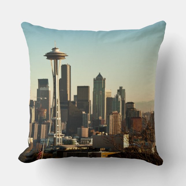De binnenstad van Seattle skyline en Space Needle Kussen (Voorkant)