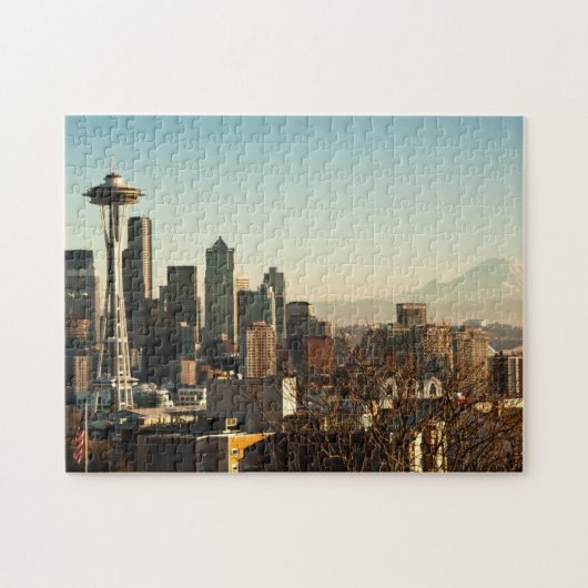 De binnenstad van Seattle skyline en Space Needle Legpuzzel (Horizontaal)