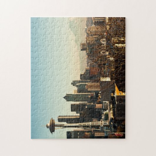 De binnenstad van Seattle skyline en Space Needle Legpuzzel (Verticaal)