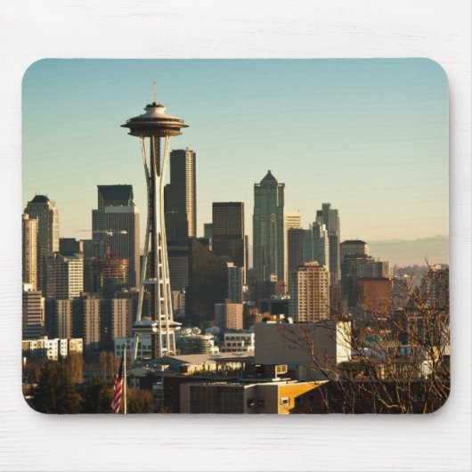 De binnenstad van Seattle skyline en Space Needle Muismat (Voorkant)