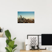 De binnenstad van Seattle skyline en Space Needle Poster (Thuiskantoor)