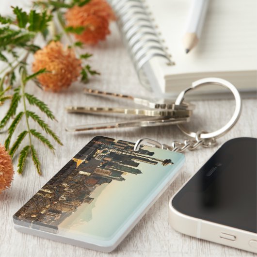 De binnenstad van Seattle skyline en Space Needle Sleutelhanger (Voorkant Rechts)