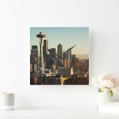 De binnenstad van Seattle skyline en Space Needle Vierkante Klok (Huis)