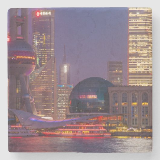 De binnenstad van shanghai, China Stenen Onderzetter (Voorkant)