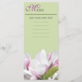 De binnenste menukaart, de roze appelbloemen. menu