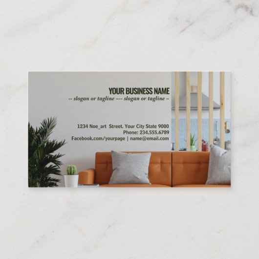 De binnenwand van de woonkamer is in warme tonen o visitekaartje (Achterkant)