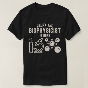 De biofysicus ontspant zich hier t-shirt