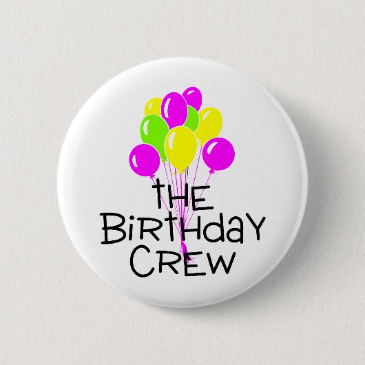 De Birthday Crew-ballonnen Ronde Button 5,7 Cm (Voorkant)