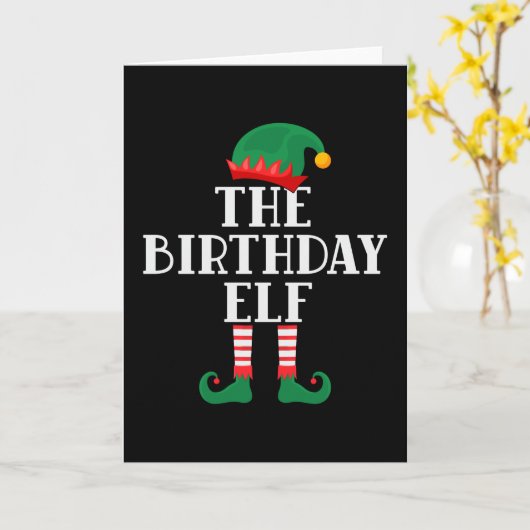 De Birthday Elf Funny Kerstmis Kaart (Gele Bloem)