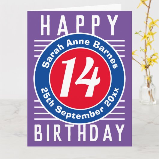 De Birthday Kaart van het kind met Leeftijd, Naam, (Gele Bloem)