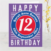 De Birthday Kaart van het kind met Leeftijd, Naam, (Gele Bloem)