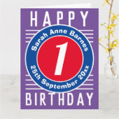 De Birthday Kaart van het kind met Leeftijd, Naam, (Gele Bloem)