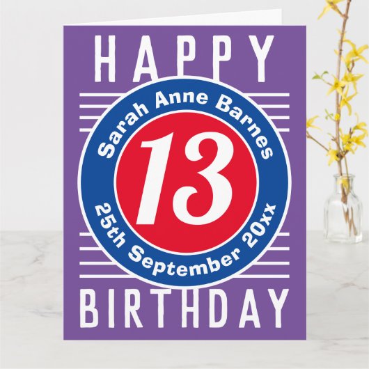 De Birthday Kaart van het kind met Leeftijd, Naam, (Gele Bloem)