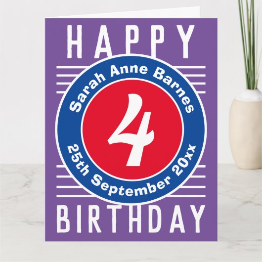 De Birthday Kaart van het kind met Leeftijd, Naam, (Voorkant)