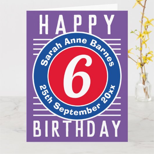 De Birthday Kaart van het kind met Leeftijd, Naam, (Gele Bloem)