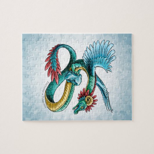 De Birthstone Dragon van december: Turquoise Legpuzzel (Horizontaal)