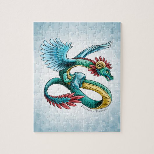De Birthstone Dragon van december: Turquoise Legpuzzel (Verticaal)