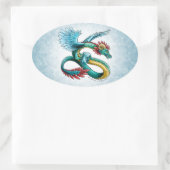 De Birthstone Dragon van december: Turquoise Ovale Sticker (Tas)