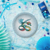 De Birthstone Dragon van december: Turquoise Papieren Bordje (Feest)