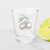 De Birthstone Dragon van december: Turquoise Shot Glas (Achterkant)