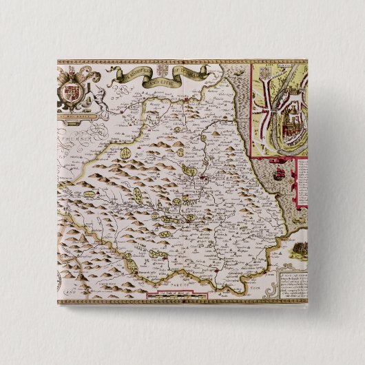 De Bishoprick en de stad Durham Vierkante Button 5,1 Cm (Voorkant)