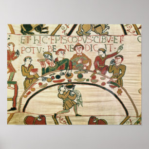 De bisschop zegent het eten en de drink poster