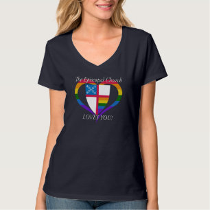 De bisschoppelijke kerk houdt van je! LGBTQ PRIDE T-shirt