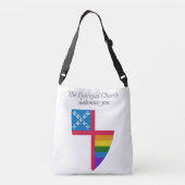 De bisschoppenkerk verwelkomt u als LGBTQ-Canvas t Crossbody Tas (Achterkant)