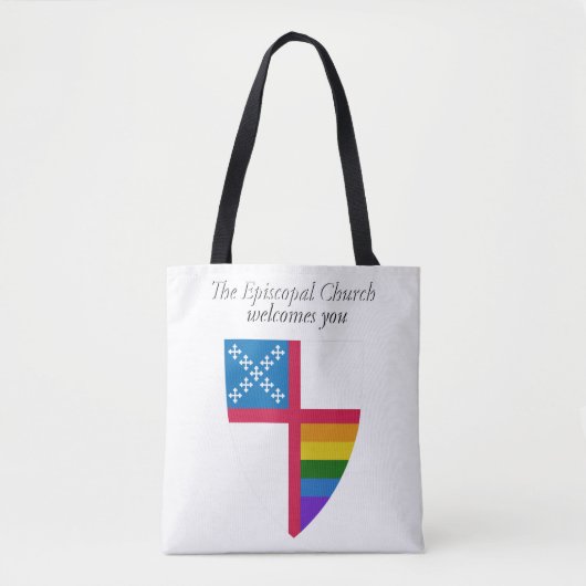 De bisschoppenkerk verwelkomt u als LHBT-Canvas ta Tote Bag (Voorkant)