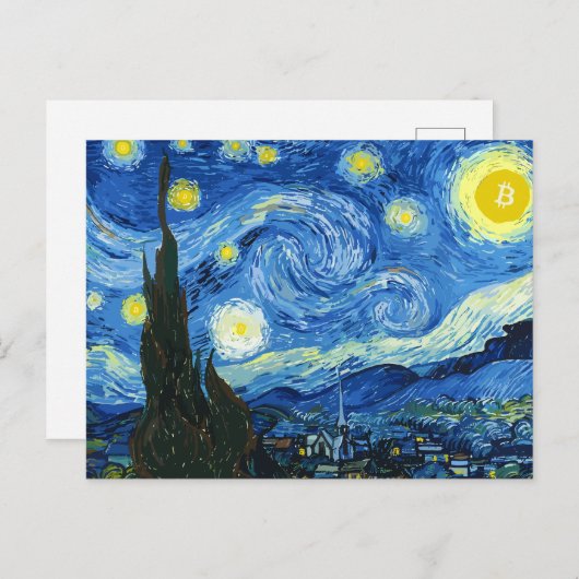 De bitcoinnacht aankondigingskaart (Voorkant / Achterkant)