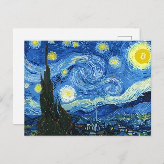 De bitcoinnacht aankondigingskaart (Voorkant / Achterkant)