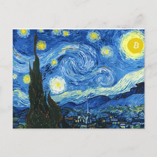 De bitcoinnacht aankondigingskaart (Voorkant)