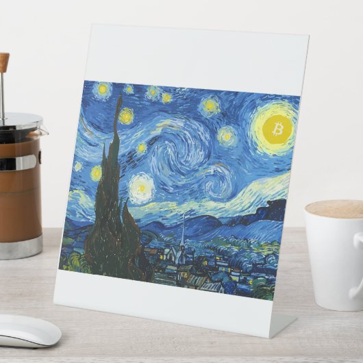 De bitcoinnacht reclamebord met voetstuk (Insitu)